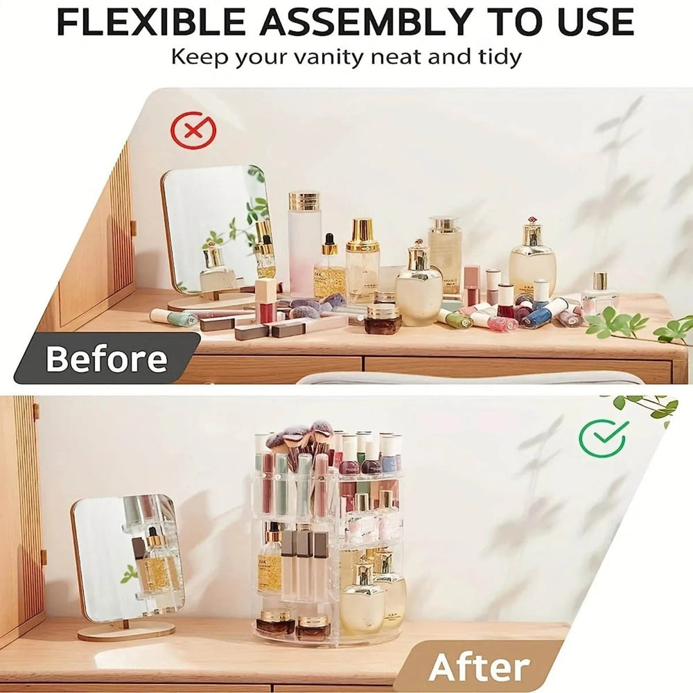 360° Rotating Makeup Organizer Shelf for Bathroom Countertop