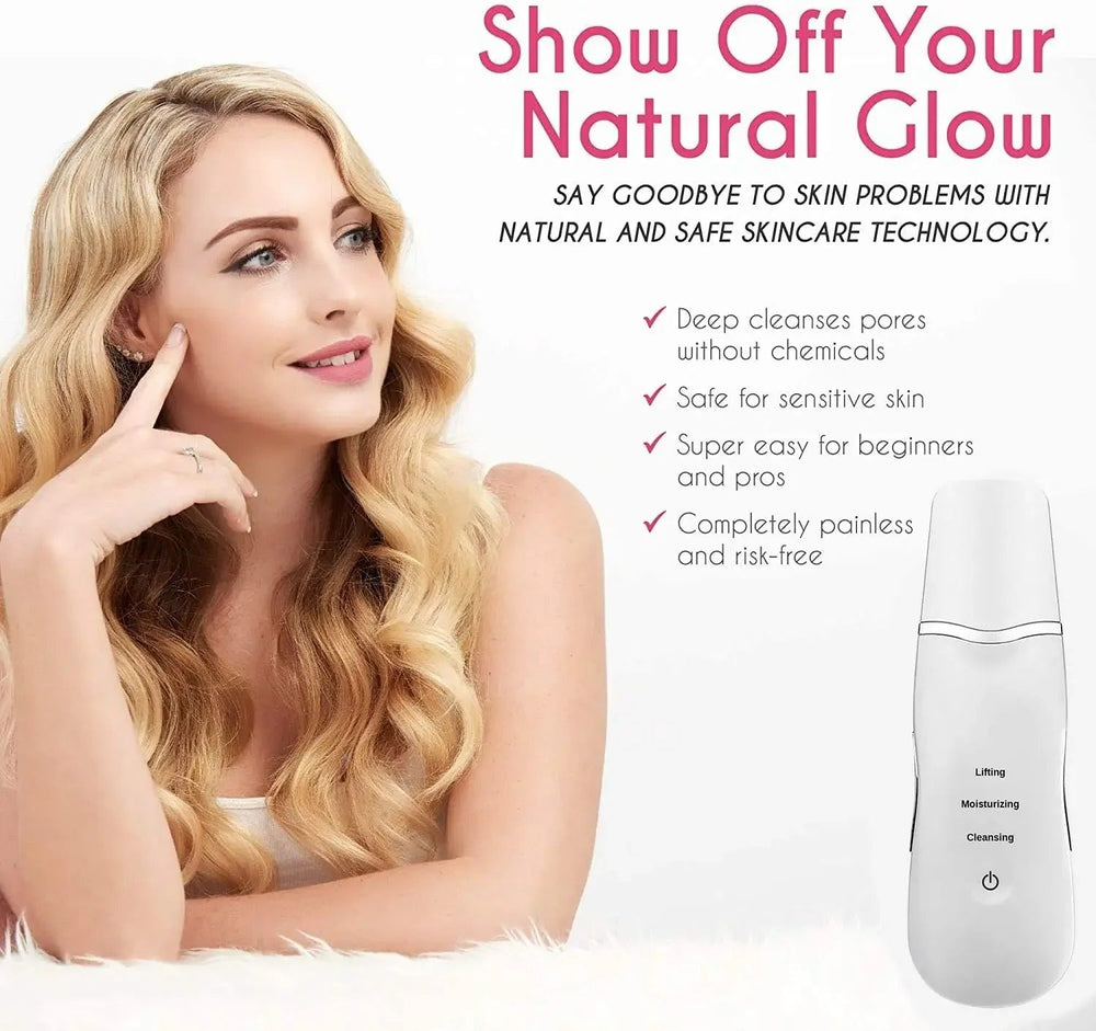Ultrasonic Facial Skin Scrubber – Deep Pore Cleansing & Blackhead Remover