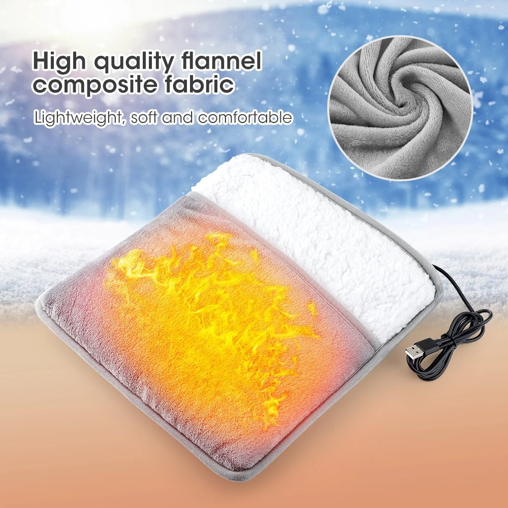 USB Electric Foot Heating Pad – Soft Plush Washable Warmer Mat
