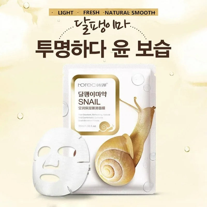 10pcs Snail Moisturizing Face Mask – Hydrating & Oil Control Skincare