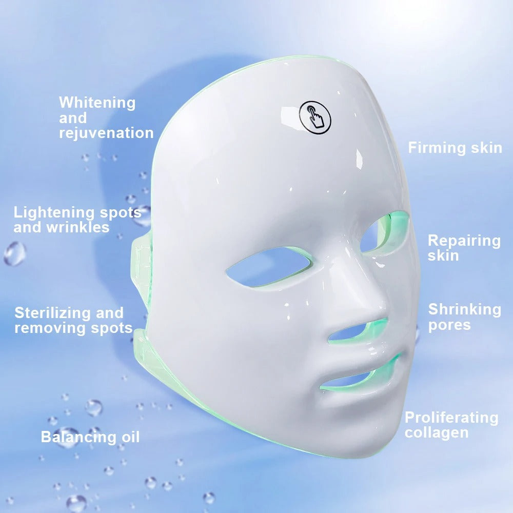 7-Color LED Facial Mask for Acne, Wrinkle Removal & Skin Rejuvenation – Photon Light Therapy Mask