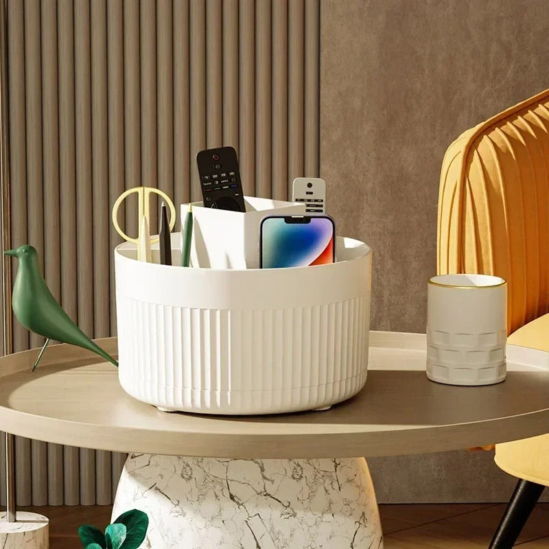 360° Rotating Makeup Organizer Box with Brush and Lipstick Holder