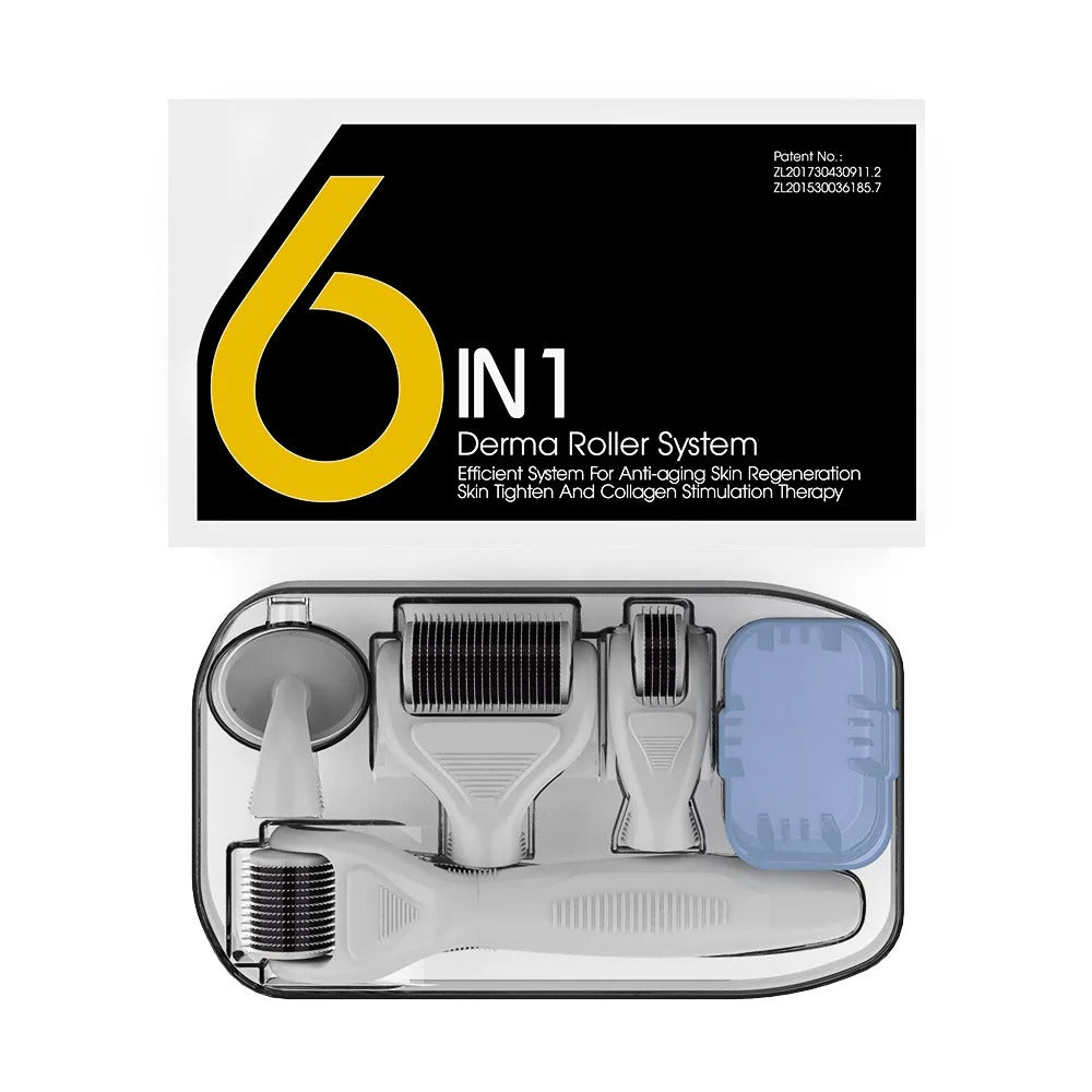 6-in-1 Microneedle Derma Roller Kit – Titanium Dermaroller