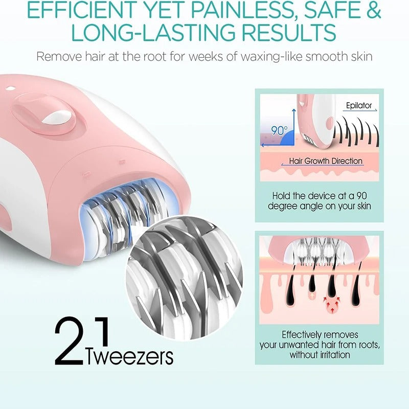 Rechargeable Women’s Electric Epilator – Facial & Body Hair Remover