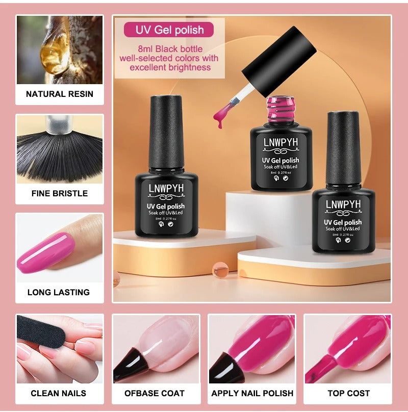 All-in-One Gel Nail Polish Kit with UV Lamp & Electric Nail Drill