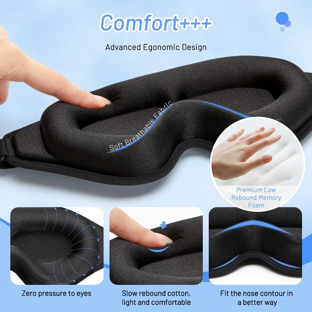 3D Sleep Mask with Soft Memory Foam – Light-Blocking Eye Mask for Sleeping, Travel & Relaxation