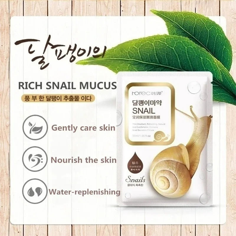 10pcs Snail Moisturizing Face Mask – Hydrating & Oil Control Skincare