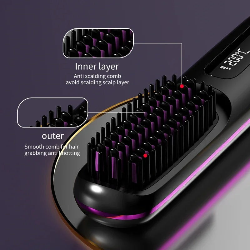 Wireless Ceramic Hair Straightening Comb