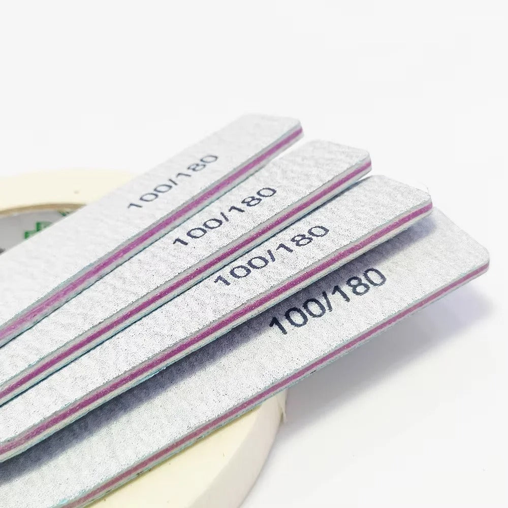 100/180 Grit Half Moon Nail File – Double-Sided Manicure Buffer