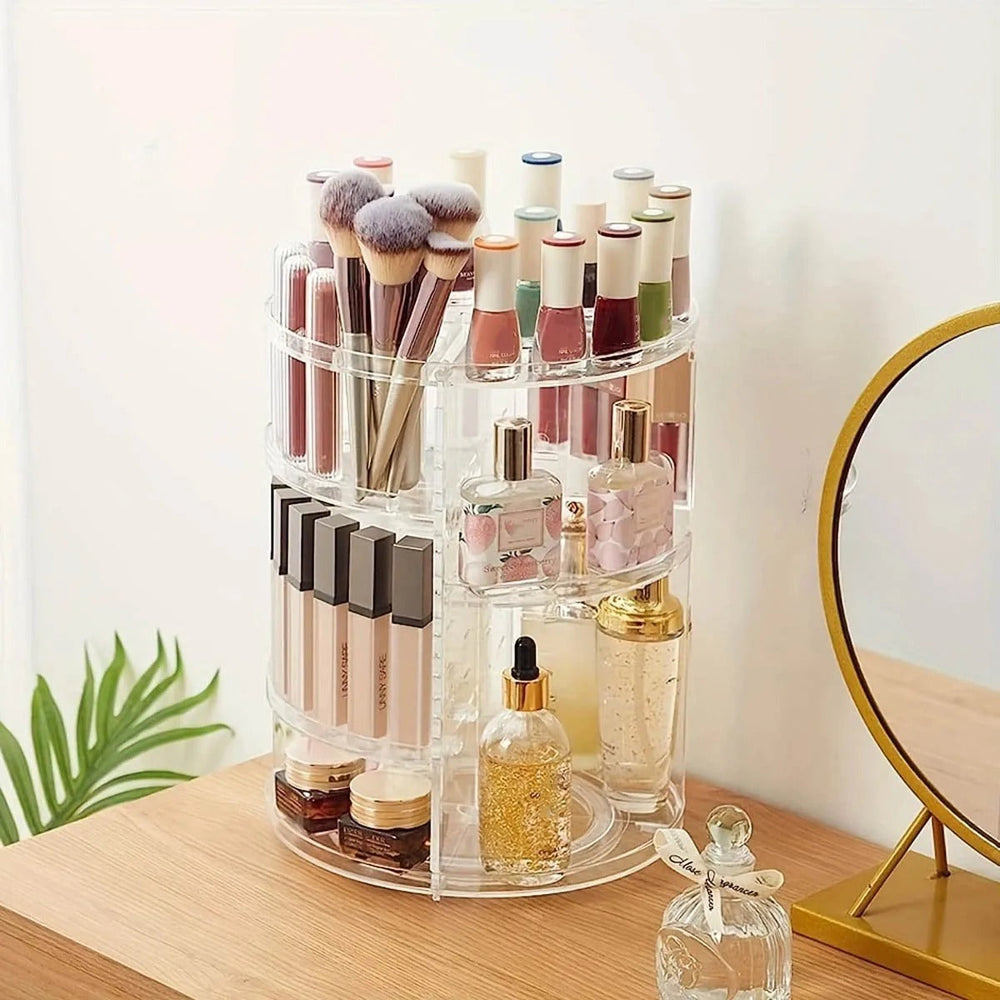 360° Rotating Makeup Organizer Shelf for Bathroom Countertop