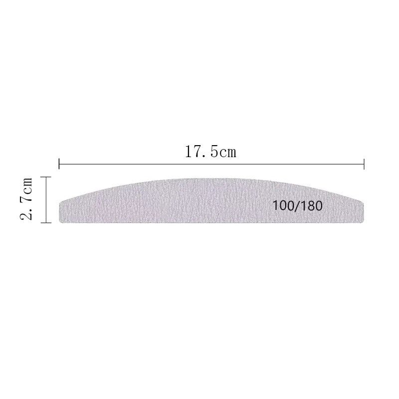 100/180 Grit Half Moon Nail File – Double-Sided Manicure Buffer