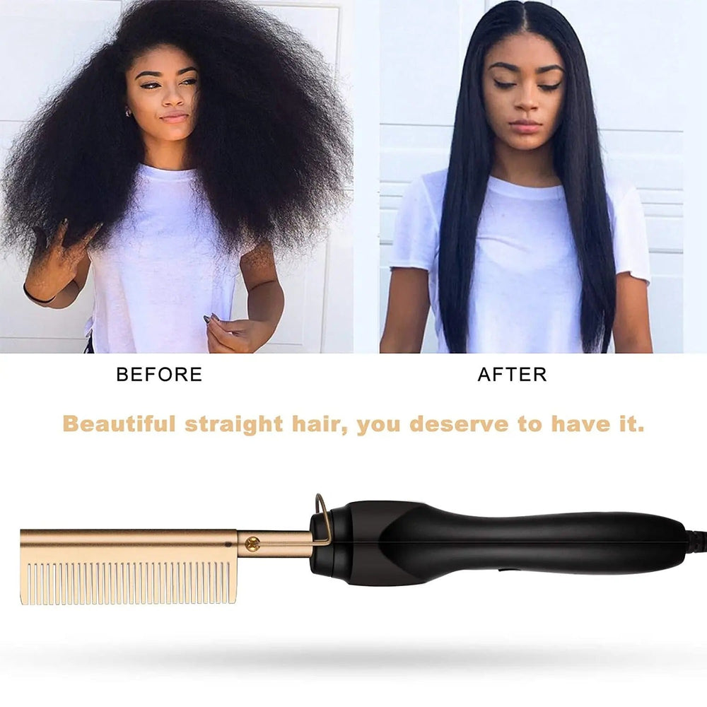 2-in-1 Electric Hot Comb Hair & Beard Straightener – Fast Heating