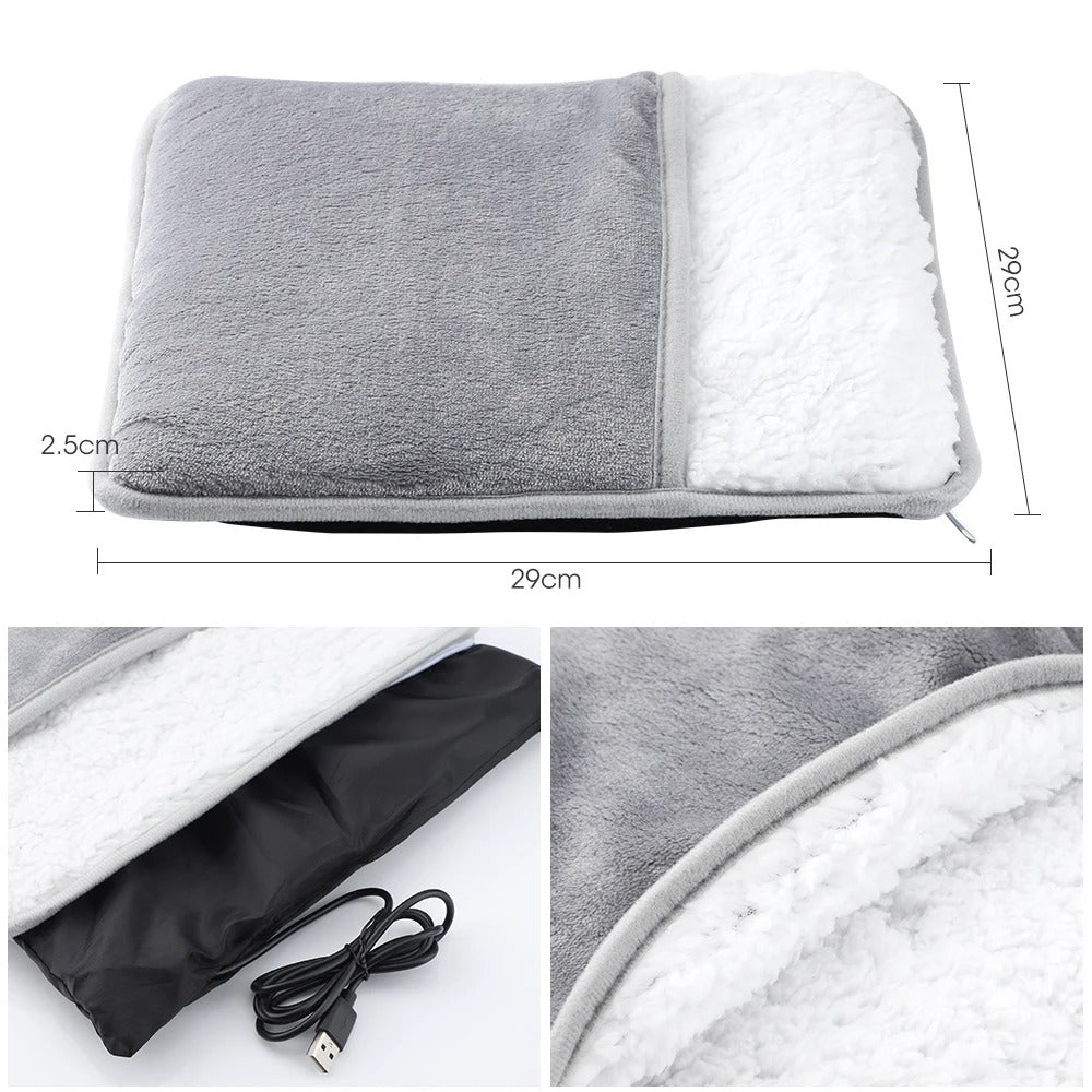 USB Electric Foot Heating Pad – Soft Plush Washable Warmer Mat