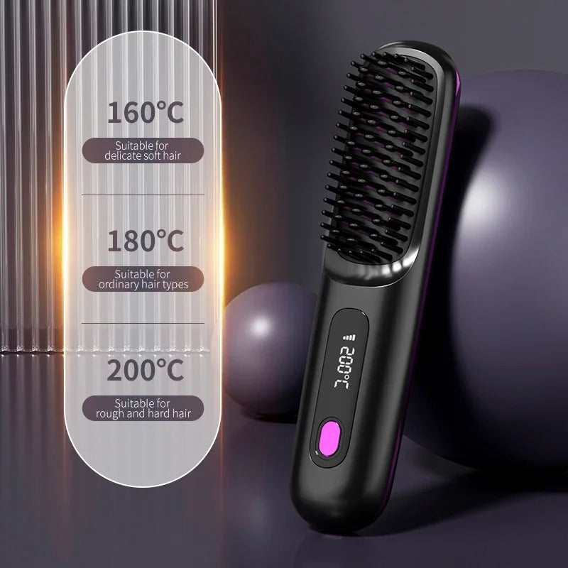 Wireless Ceramic Hair Straightening Comb