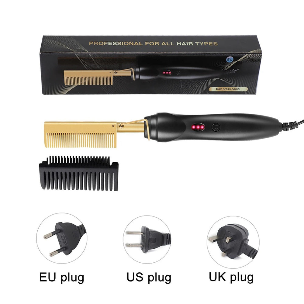 2-in-1 Electric Hot Comb Hair & Beard Straightener – Fast Heating