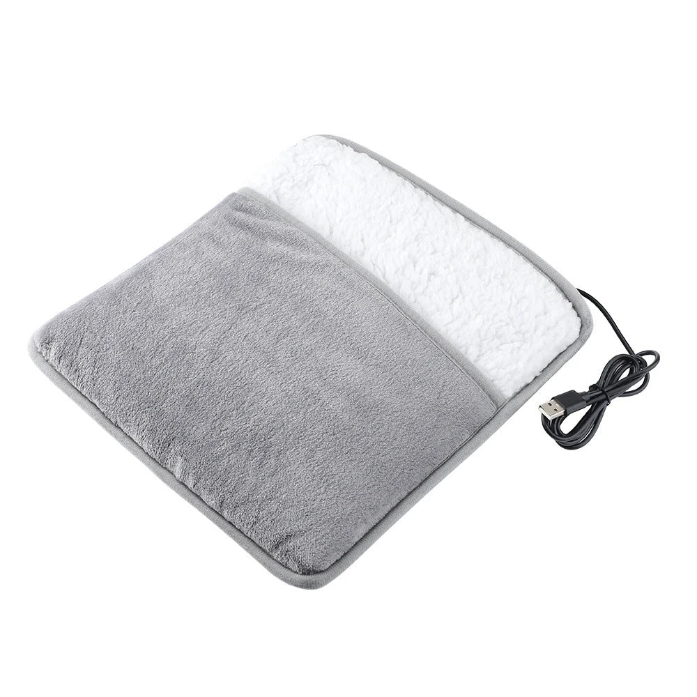 USB Electric Foot Heating Pad – Soft Plush Washable Warmer Mat