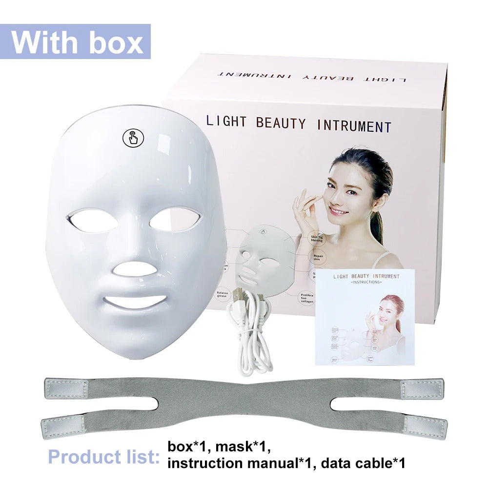 7-Color LED Facial Mask for Acne, Wrinkle Removal & Skin Rejuvenation – Photon Light Therapy Mask