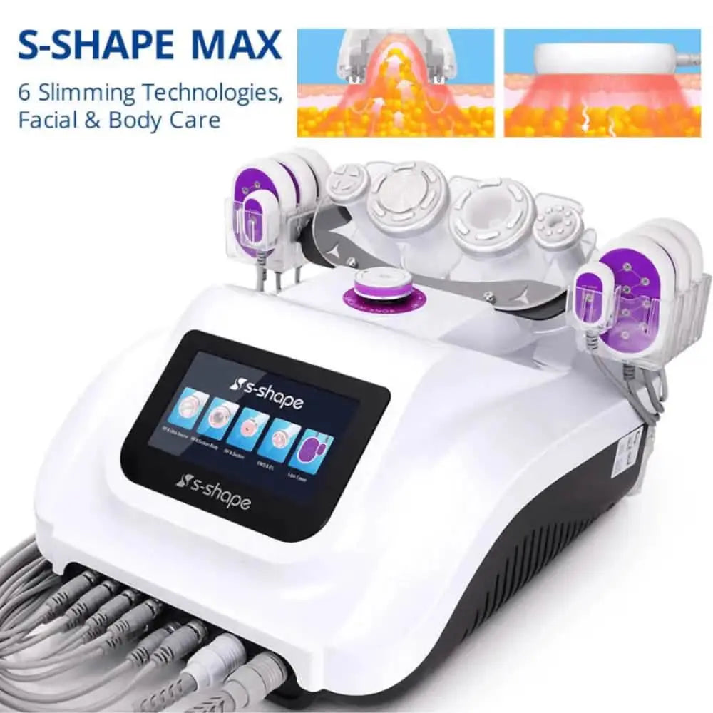 30K 6 In 1 S Shape Cavitation Machine With Lipo Laser 5mw
